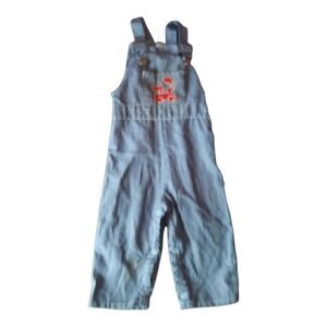 Sears Blue Striped Kids Overalls with Red Train